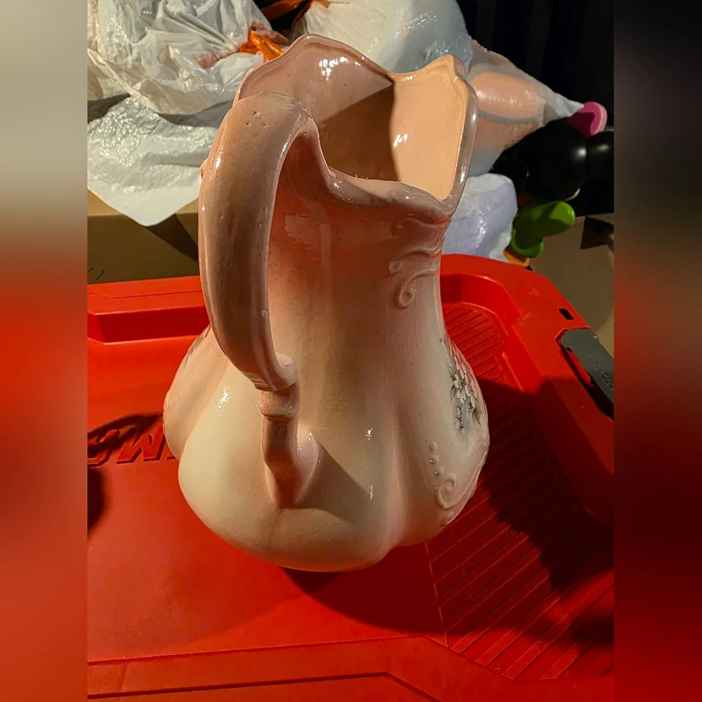Vintage Ironstone Floral Water Pitcher